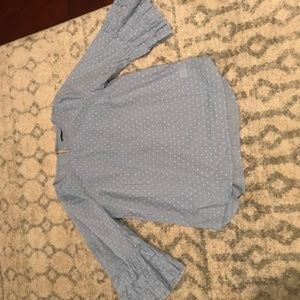 Polka-dot 3/4 ruffle sleeve top